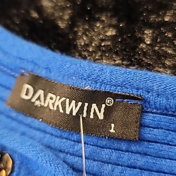 Darkwin Pullover Half Zip Electric Blue Sweater - Picture 10 of 11